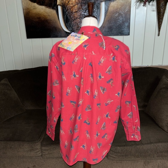 Kyoto Kasuals • Vtg • Large • New • Red • Blouse • Deer/ Bird/ Owl Design - Picture 3 of 15
